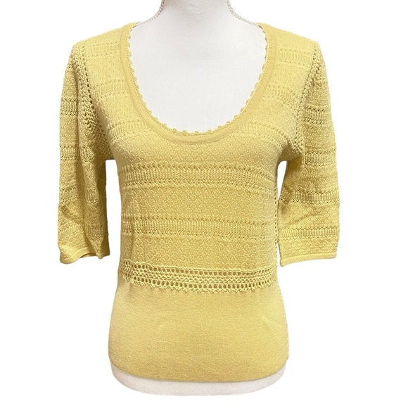 Sea New York The Riverlane Syble Pointelle Short Sleeve
Sweater Yellow Large NWT - Picture 1 of 16